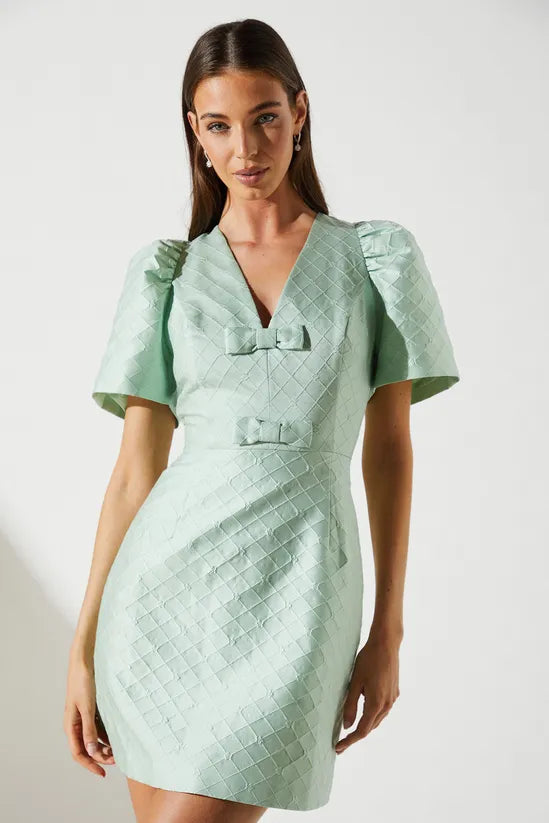 Jacquard Bow Mini Dress