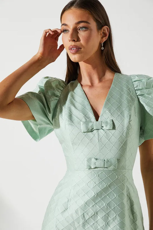 Jacquard Bow Mini Dress