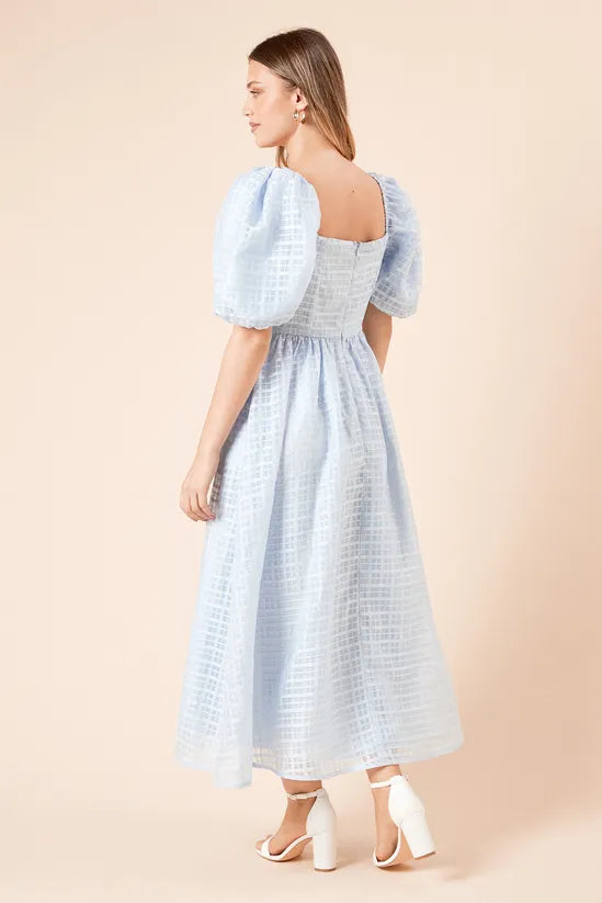 DP Luxe Seersucker Square Neck Midi Dress