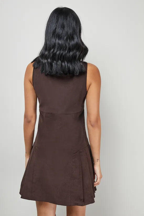 Cord Square Neck Pinafore Mini Dress